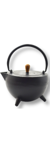 Teekanne Gusseisen schwarz, halbrund, 1L mit Teesieb